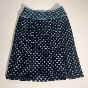 Carlisle Womens Size 4 Black Blue Embroidered A-Line Skirt Boutique Textured